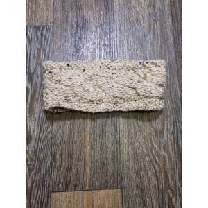 Patrick Francis Ireland Womens Cable Knit Headband Fleece Lined Wool Blend Beige